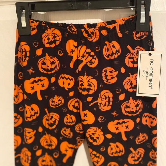 Girls Halloween Leggings, Jack-O-Lantern Leggings Size 14, Pumpkin Leggings - Picture 3 of 8